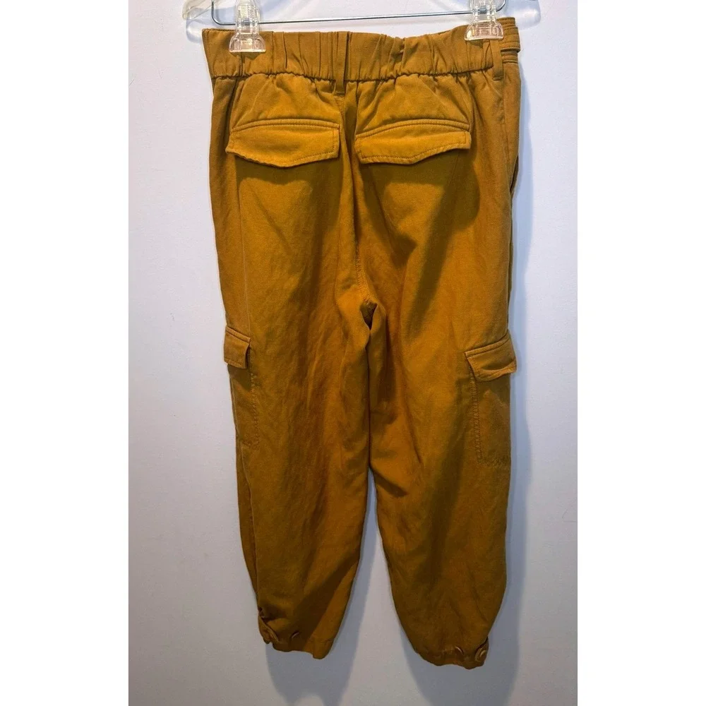 Banana Republic Mustard Yellow Linen Blend Cargo Jogger Pants Women Size 4